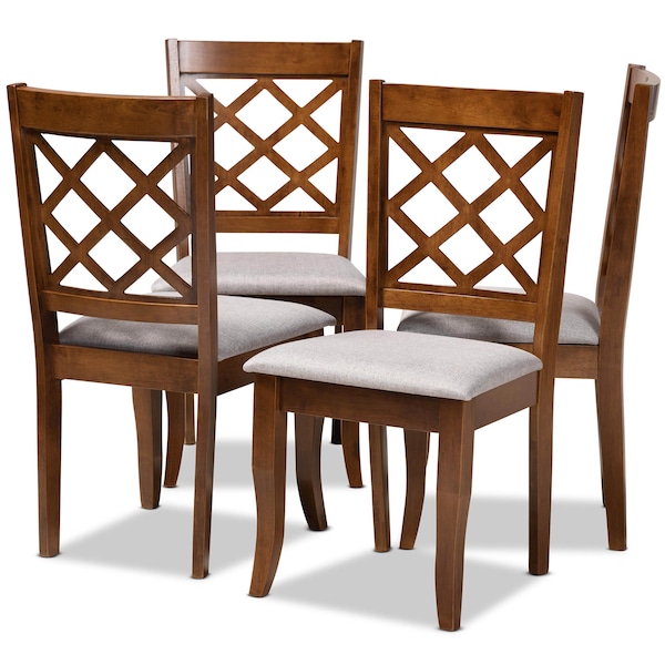 Baxton Studio Brigitte Grey Upholstered and Walnut Wood 4-Piece Dining Chair Set 167-9874 - main